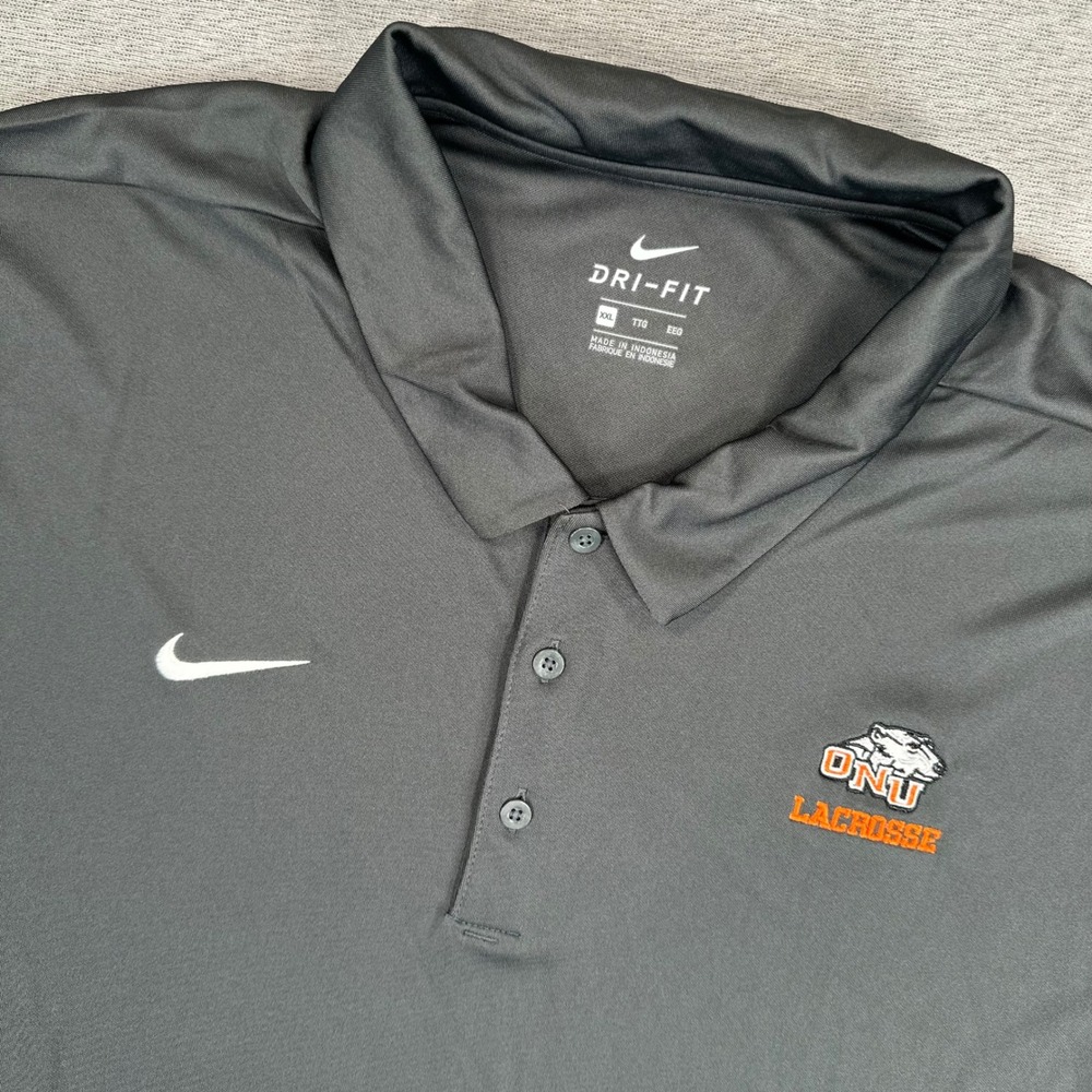 Nike ONU Polar Bears Lacrosse Polo Shirt Mens XXL Grey Short Sleeve Dri-FIT NWT‎